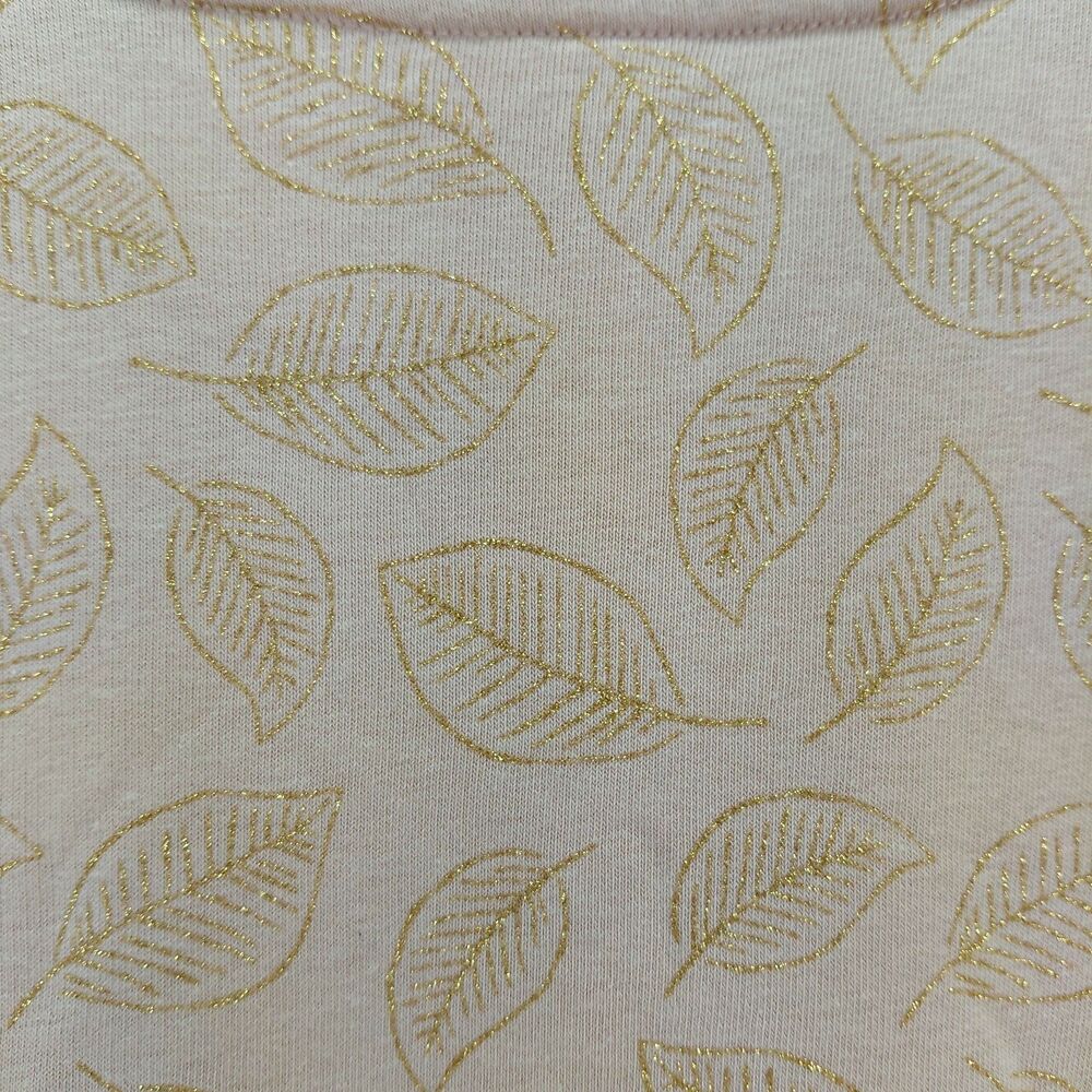 Boden Sweatshirt Womens 6 Pink Gold Metalic Leaf Floral Print Puff Sleeve NEW - Picture 10 of 13